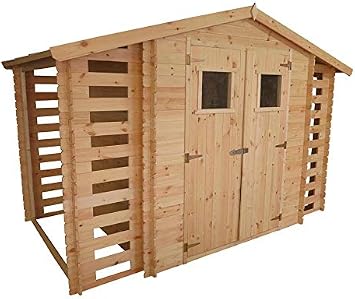 Gartenhaus Waidhofen 3 12 X 2 00 Meter Aus 19mm Blockbohlen Inkl 2 X Kaminholzunterstande Amazon De Garten