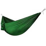 Yes4All Single Lightweight Camping Hammock with Carry Bag – Nylon Parachute Hammock / Lightweight Portable Hammock for Camping, Hiking (Green)