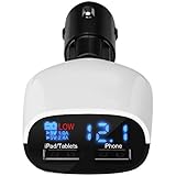 USB Car Charger, Awakelion Quick Charge 2.0 LED 2-Port USB Phone Charger(3.4A / 30W) with Voltage Meter Monitor LCD Screen Display for All Devices