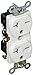Morris Products Industrial Grade Duplex Receptacle - White, 20 Amp, 250 Volt – Shallow Design, 2 Pole, 3 Wire – GE Lexan, Steel Mounting Strap – UL Listed