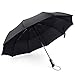 FYLINA Travel Umbrella Windproof Compact Umbrellas Auto Open Close, Easy Touch Golf Umbrella with Light Reflective,10 Ribs Automatic Umbrella for Men and Women