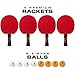 Ping Pong Paddle Set of 4 - Pro Wood Ping-Pong Paddles and 8 Light Regulation Table Tennis Balls - This 4-Player Racket and Ball Kit is the Perfect Indoor Sports Game Gift for Kids or Professional