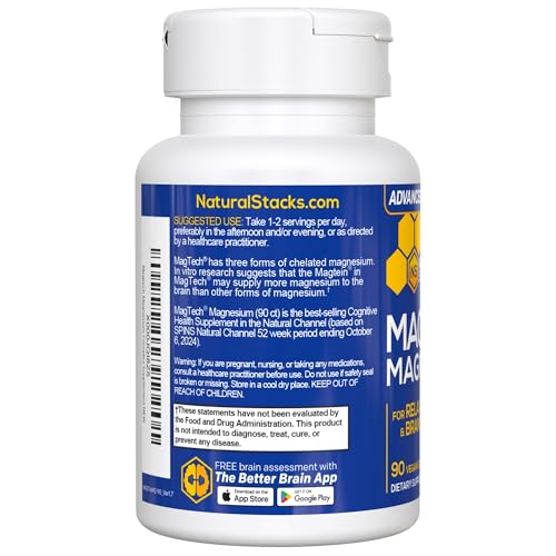 MagTech Magnesium Complex for Women & Men - 3 Forms of Magnesium: Glycinate, Magtein L-Threonate & Taurate - 200mg Chelated Complex - Support for Relaxation & Brain Health - 90 Glycinate Capsules
