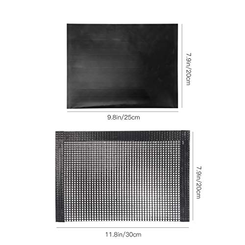 BBQ Mesh Bag + Solid Grill Bag Non Stick PTFE Toaster Oven Grilling Baking Pocket Sheet for Outdoor Picnic Barbecue Dehydrator Fruit Dryer Mesh