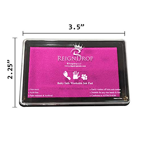 ReignDrop Ink Pad For Baby Footprints and Hand prints, Create Impressive Keepsake Stamp, Non-Toxic, Acid-Free Ink, Easy To Wipe and Wash Off Skin, Smudge Proof and Long Lasting Keepsakes (Pink) - Thumbnail 5