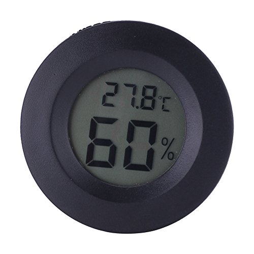Refaxi Digital Cigar Humidor Hygrometer Thermometer Round Black Face