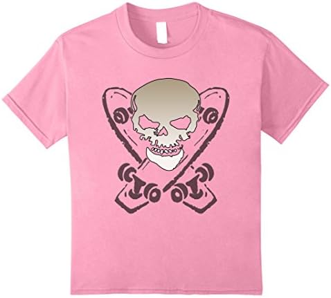 Kids Skull And Crossed Skateboards Graphic Tee Shirt 12 Pink