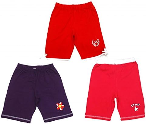 Goodway Girl's Knee Length Shorts Double Colour, Cut&Sewn & Printed ShortsPack of 3 ( JG3PCKSHRTCMB-2-2/3Years_Multicolor_2-3 Years )
