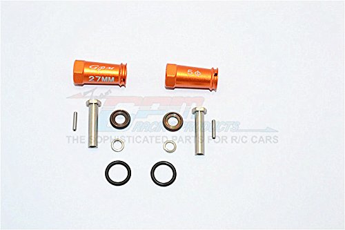Axial SCX10 II (AX90046) / HPI Venture FJ Cruiser Upgrade Parts Aluminum Wheel Hex Adapters 27mm Width (Use For 4mm Thread Wheel Shaft & 5mm Hole Wheel) - 1Pr Set Orange