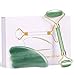 Green Jade Roller for Face with Gua Sha Scraping Tool Anti Aging Natural Jade Massage Set for Eye Face Body Skin to Reduce Dark Circles Wrinkles Puffiness Great Christmas Gift for Housewife