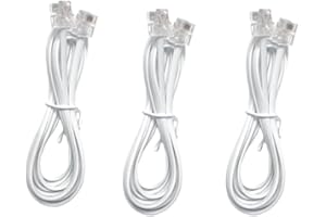 Seefeful Telephone landline Extension Cord Cable, with Standard RJ-11 6P4C Plug (3Pack / 6.6 FT)