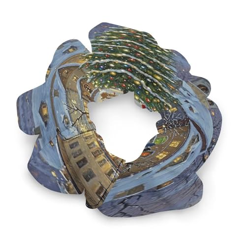 Stretch Satin Hair Scrunchies, Rural Winter Print Bun Hair Accessories Stretchy Hair Bands Fashion Hair Bands for Women