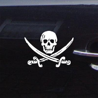 reprowiwi Jack Rackham Jolly Roger Pirate Decal Car Decoration Car Vinyl Helmet White Art Wall Decor Notebook Adhesive Vinyl Window