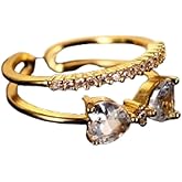 Yecomsy Gold Dainty Bow Ring Bowknot Adjustable Rings Bow Ribbon Open Cubic Zirconia Ring