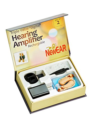Digital Hearing Amplifier - Rechargeable Behind the Ear Personal Hearing Enhancement Sound Amplifier Pair, BTE Digital Hearing Amplifier with USB Charging Dock by MEDca