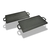 WWHZ Set of 2 BBQ/Pizza Platter Grill Plate Cast Iron Reversible