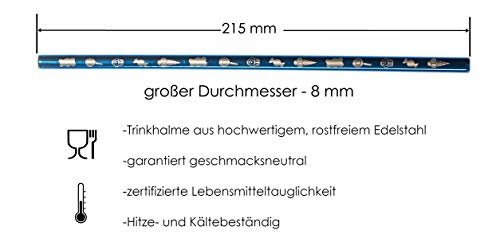 DREABA Premium Edelstahl Design Trinkhalme graviert - wiederverwendbare Metall-Strohhalme 8 mm mit Muster-Gravur 6er-Set… – Bild 5