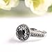 Mytys Retro Vintage Silver Plated Black Round Cut Marcasite Crystal Fashion Statement Rings for Women