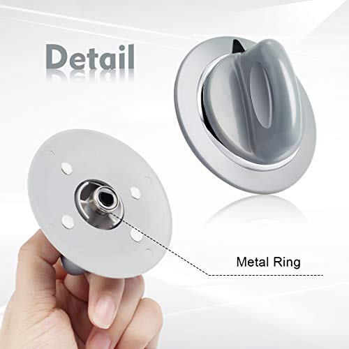 Dryer Knob, 2 Pack WE1M964 Replacement Timer Control Knob Dryer Timer Control Knob Dryer Replacement Part Accessories with Metal Ring for GE Dryer AP4980845 PS3487132