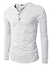 H2H Mens Henley T-shirts with Long Sleeve, White, US L (Asia XL)