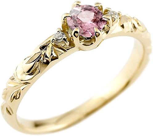 ハワイアン リング ピンクトルマリン 10月誕生石 誕生日 お祝い カラーストーン 14号 イエローゴールド 指輪 ダイヤモンド 10金