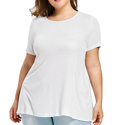 Click Here to See More Images NREALY Fashion Womens Plus Size O-Neck Short Sleeve Rose Lace Solid T-shirt Tops Tee