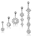 YOVORO 5PCS 14G 316L Stainless Steel Dangle Belly Button Rings for Women Navel Rings Curved Barbell Body Piercing S