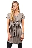 sofsy Soft-Touch Rayon Blend Tie Front Nursing & Maternity Fashion Top (Large, Olive Green)