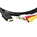 HDMI to RCA Cable,HDMI Male to 3RCA AV Composite Male M/M Connector Adapter Cable Cord Transmitter (NO Signal Conversion Function), One-Way Transmission from HDMI to RCA 5ft/1.5m