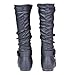 Twisted Shelly Womenâ€s Mid Calf Slouch Boots, Flat Ladies Shoes, Black, Size 10