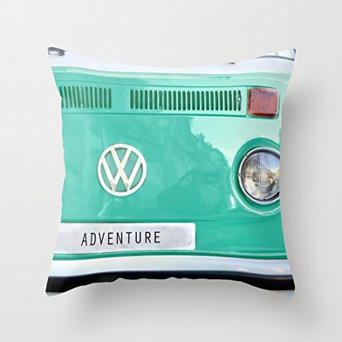 Personalised Adventure wolkswagen. Summer dreams. Green Canvas Throw Pillow C...
