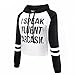 ECOLIVZIT Long Sleeve Crop Top Hoodies for Teen Girl Light Weight Funny Words Pullover White Medium