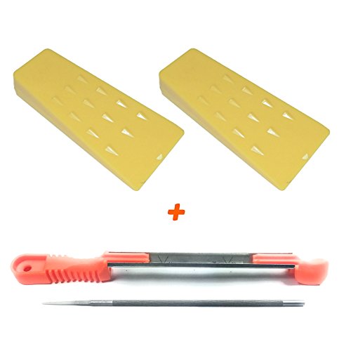 Cataumet Tree Felling Wedge, 2 Pack Set, Size 5.5” IN, Spiked ABS Plastic, Logging Supplies With One Bonus Chainsaw Sharpener File Guide, Size 7/32”