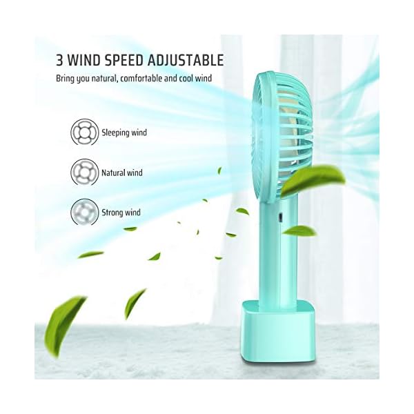 JUMKEET-Mini-Handheld-Portable-Fan-Desk-Fan-USB-Rechargeable-Battery-2600-mAh-Personal-Fan-with-Base-Table-Fan-Cooling-Electric-Sport-Fan-3-Speeds-for-Home-Travel-Office-Room-Outdoor-School-Blue Jumkeet Mini Handheld Portable Fan Desk Fan USB Rechargeable Battery 2600 mAh, Personal Fan with Base, Table Fan Cooling…