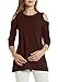 Afibi Womens Cold Shoulder 3/4 Sleeve Swing Tunic Tops for Leggings (Large, Coffe)