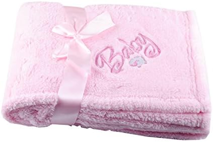 GP Custom Embroidery Polyester Monogrammed Blanket -Personalized Embroidered Baby Blanket Cuddle Wrap Newborn Name Fleece Gift (Light Pink)