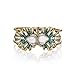 Lares Domi Vintage Gold-tone Crystal Incrusted Simulated Emerald - Opal Inlay Elegant Palm Leaf Bracelet