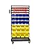 Erie Tools TLPB05 90 Parts Bin Shelving Storage Organizer with Locking Wheels for Shop Garage and Home