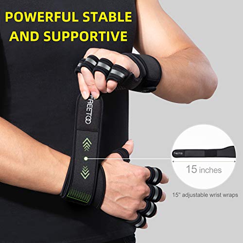 FREETOO-Protective-Weight-Lifting-Gloves-with-016-EVA-Padded-and-Wrist-Wrap-Support-Men-Grip-Silicone-Printed-Hardwearing-Microfiber-Fitness-Gloves-Breathable-Neoprene-Exercise-Gloves-with-Vents
