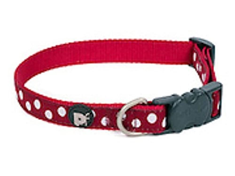 Petface White Dots Print Dog Collar, Small, Cherry