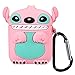 Mulafnxal Compatible with Airpods 1&2 Case,Cute Cartoon Character Silicone Airpod Funny Cover,Kawaii Fun Cool Keychain Design Skin,Fashion Cases for Girls Kids Teens Boys Air pods(3D Pink Stitch)