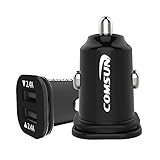 Dual USB Car Charger 24W 4.8A, Comsun Dual Port USB Car Charger Smart Vehicle GPS Charger Universal Travel Adapter