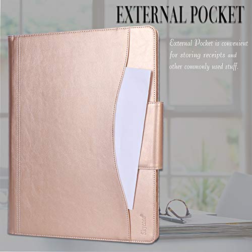 Portfolio Padfolio Case, Skycase Business Portfolio Folder, Resume/Conference/Legal Document Organizer with Letter/A4 Size Clipboard, Business Card Holders, Document Sleeve, Light Gold - Thumbnail 5