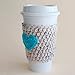 Reusable Cup Sleeve Oatmeal with Turquoise Heart