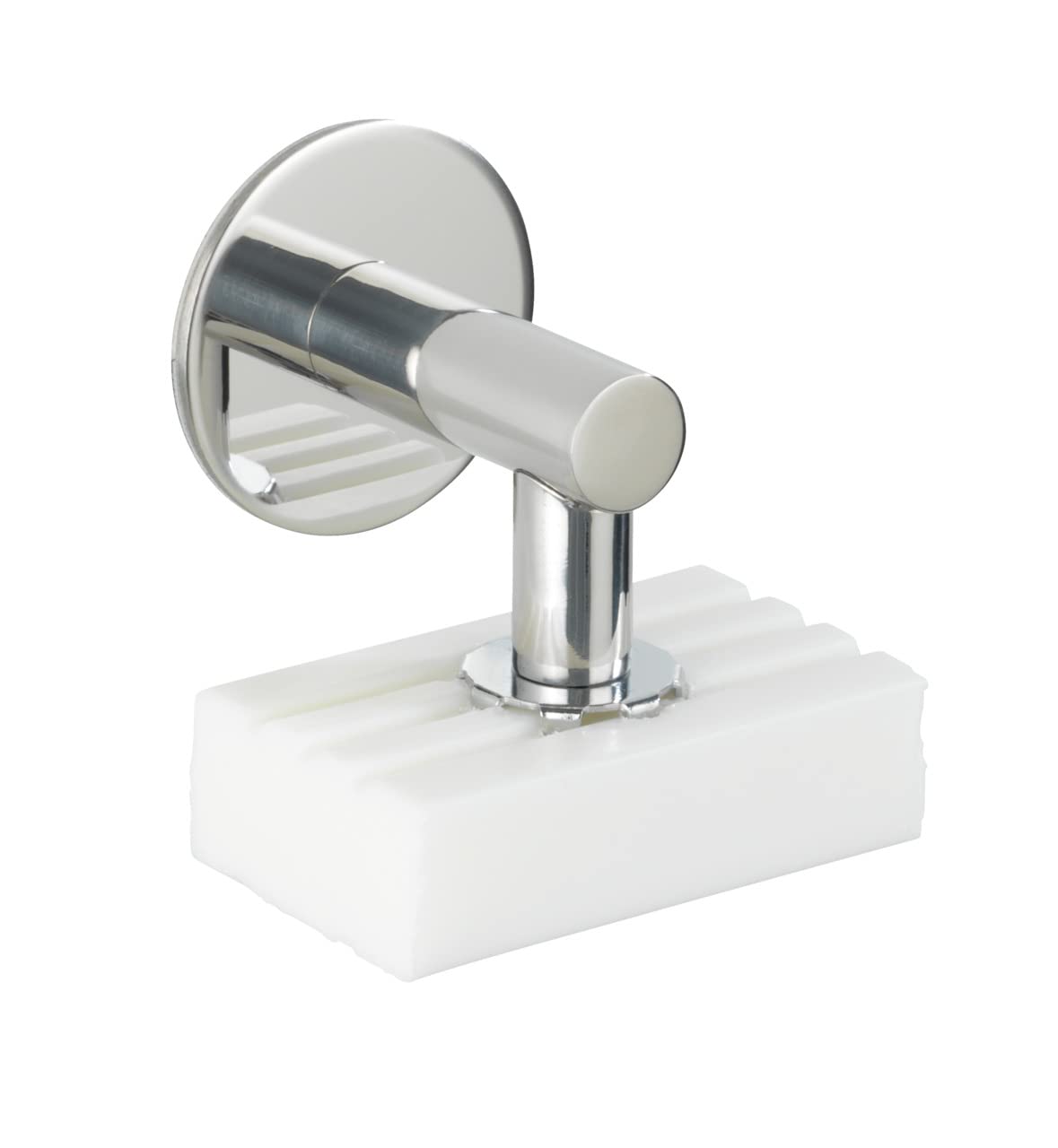 WENKO Stainless Steel Shiny Soap Holder with Magnet and Turbo-Loc Wall Mount for Gluing, Glossy, 4,5 x 4 x 7 cm