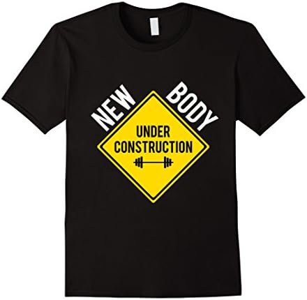 Men's New Body Under Construction - Motivational Gym T-Shirt Large Black