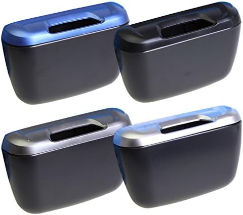 Home Office Storage Box Waste Bins Organizers Mini Trash Garbage Can Car Door Wastebaskets Holders, 4.3x2.6 inch (Silver)