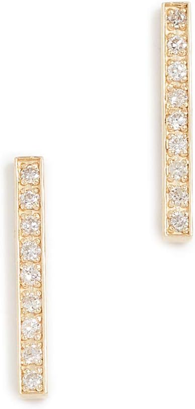 Women's 18k Gold Bar Diamond Stud Earrings