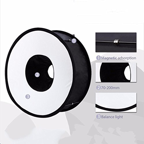 Easy Foldable Round 45cm Softbox Flash Light Speedlight for Canon Nikon Camera Accessories (Black) - Thumbnail 3
