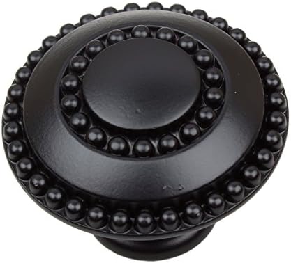 GlideRite Hardware 5739-MB-25 Round Double-Ring Beaded Cabinet Knobs, 25 Pack, 1.375", Matte Black